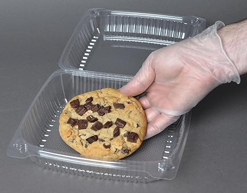 Miniatura 22 de Daxwell 8 x 8 x 3 pulgadas con bisagras de plástico (OPS) recipientes para llevar, microondas, E10005891 (caja de 200)