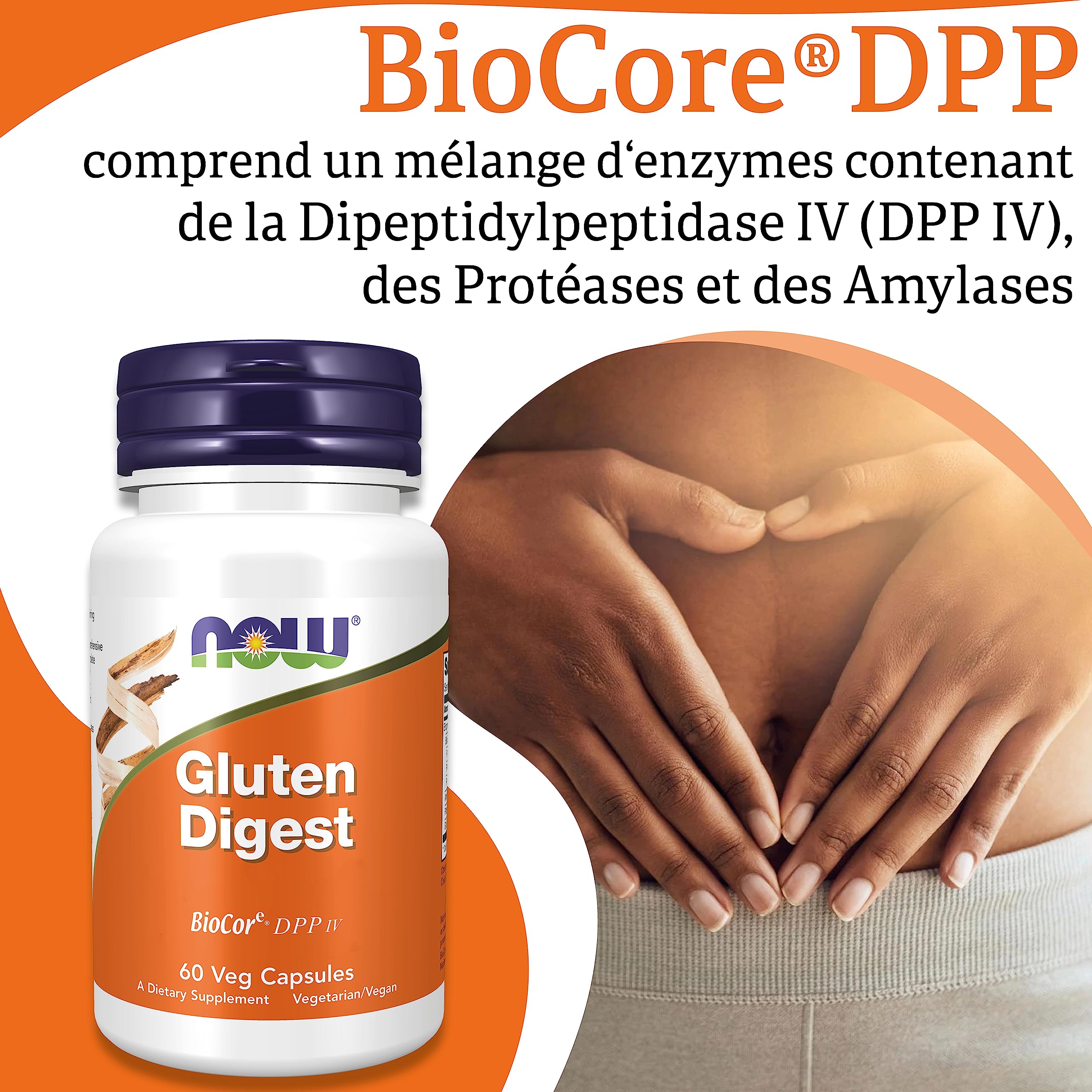 Now Foods, Gluten Digest (Enzyme de Gluten), 60 Capsules végétaliennes, Sans Soja, Sans Gluten, Sans OGM, Végétarien