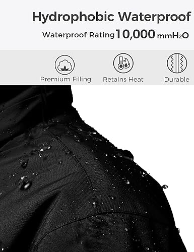 Miniatura 3 de Wantdo - Chamarra de esquí impermeable con capucha de forro polar para invierno y nieve, resistente al viento