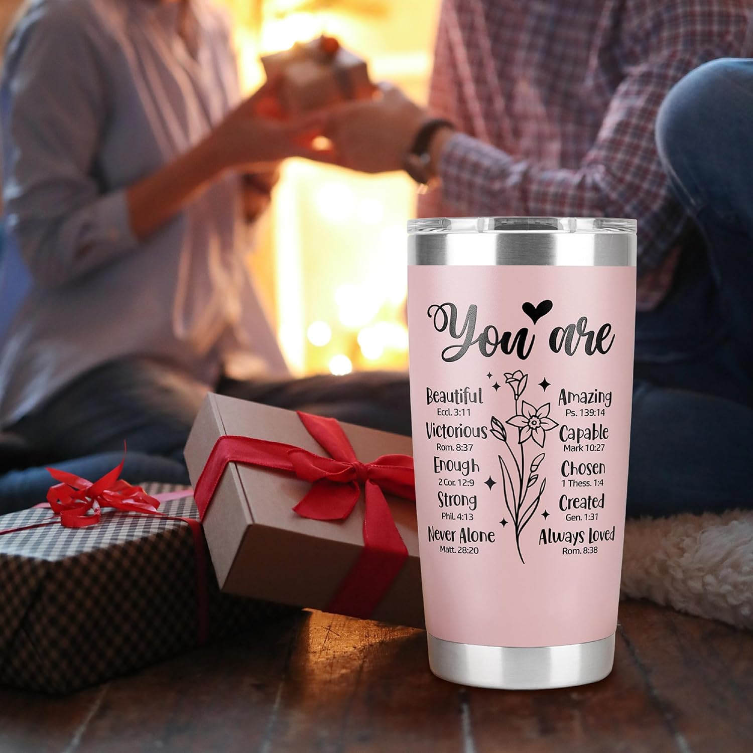 Christian Gifts for Women: Pastor's Wife Appreciation, Mother's Day, Biblical & Baptism Gifts - Pink 'You Are Christian' 20oz Cup Tumbler - Image 4