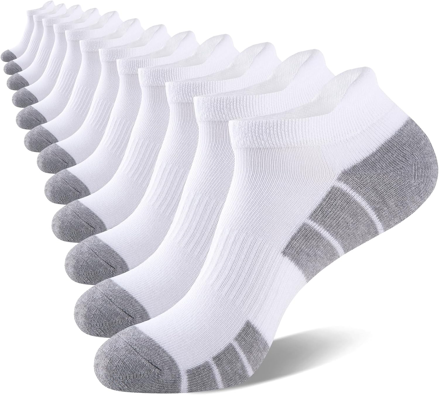 eallco Mens Ankle Socks Low Cut Athletic Cushioned Running Tab Socks 6 Pack