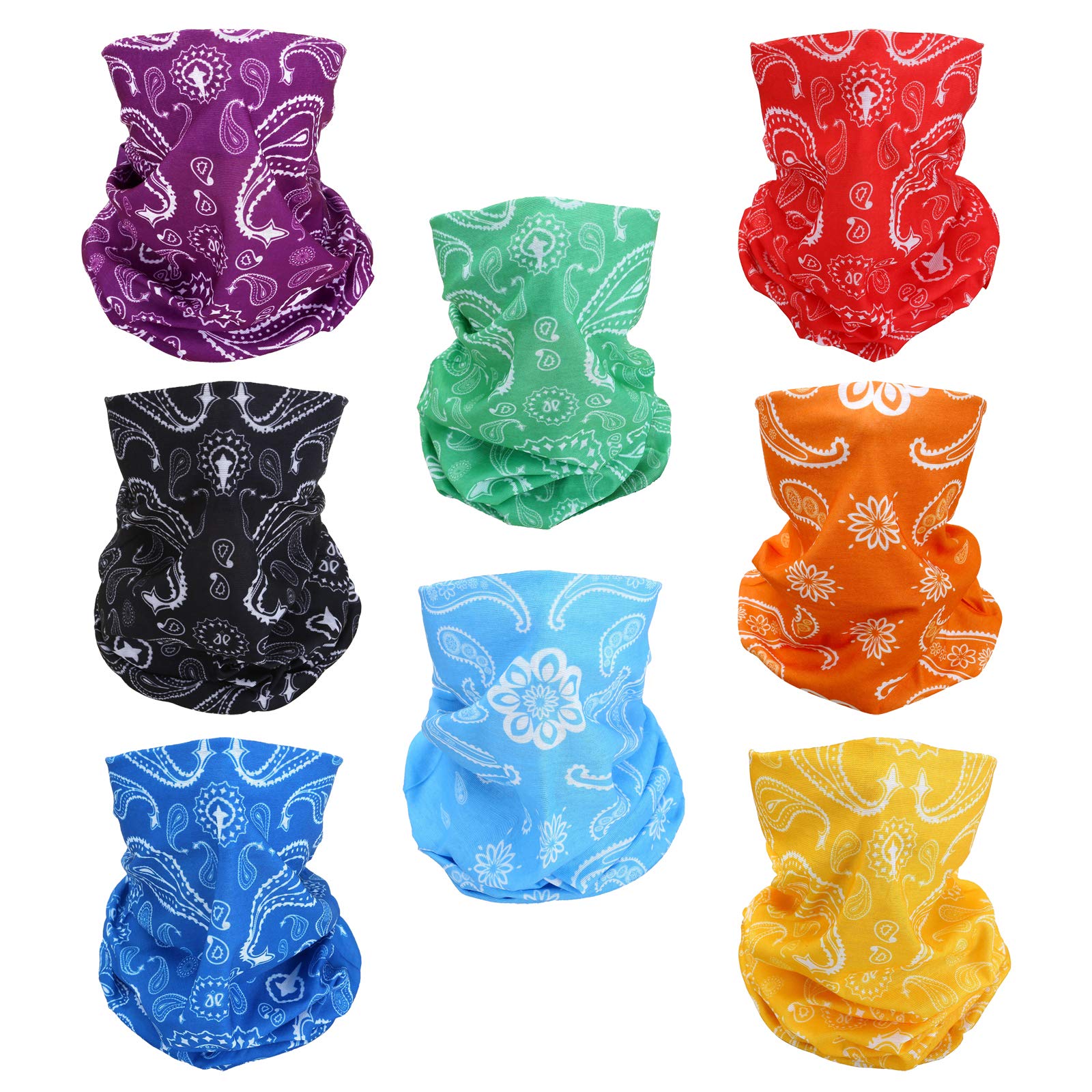 Smehcf Men's 8X Konjac Flower Chakra Color Mask 8 Cashew Flower Headband Bandana Balaclava Half Face Mask Shield Head Hair Scarf Neck Gaiter Hat Multipurpose For Wo Breathable Reusable Washable Blue Red Orange Green Yellow Purple