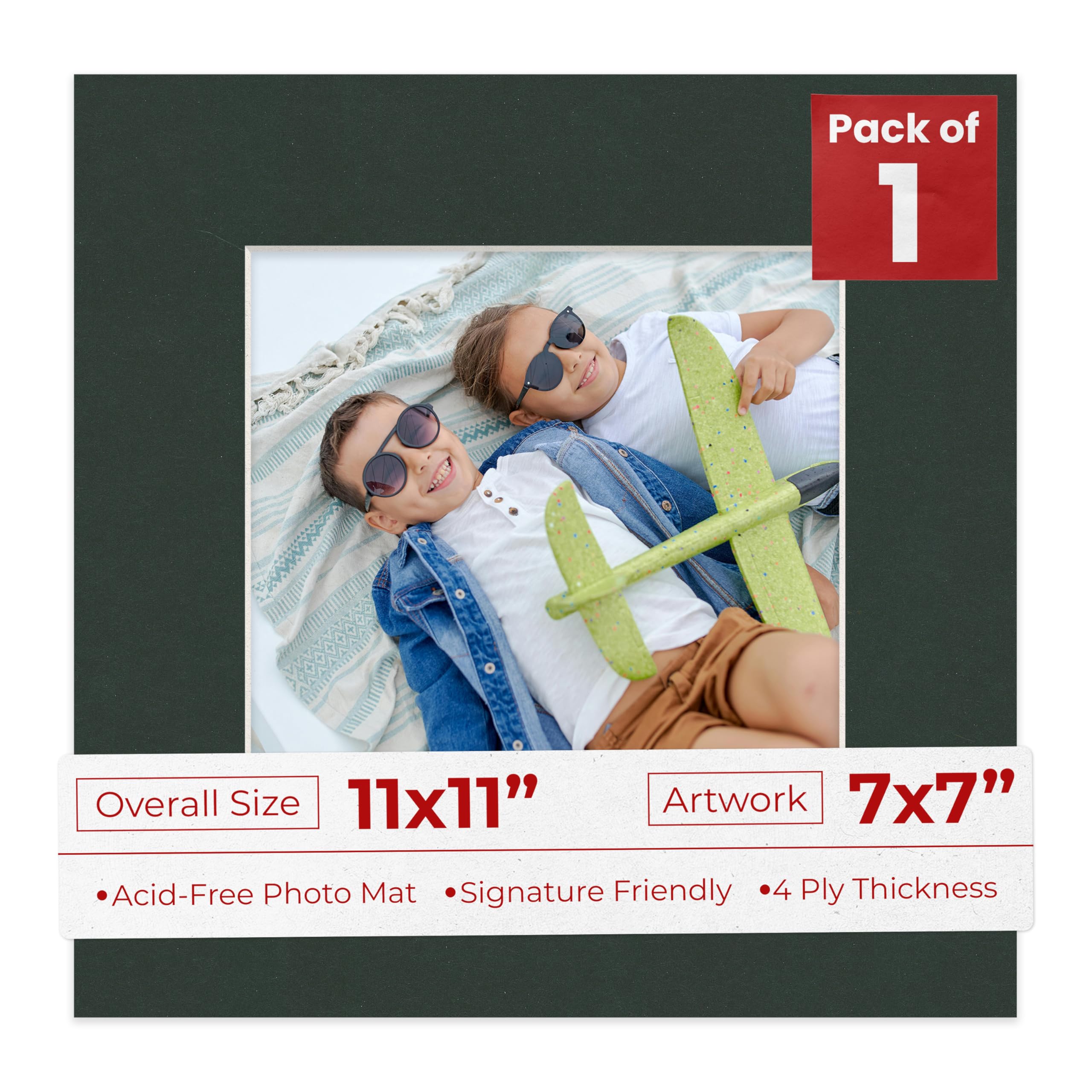11x11 Mat Bevel Cut for 7x7 Photos - Precut Black Square Shaped Photo Mat Board Opening - Acid Free Matte to Protect Your Pictures - Bevel Cut for Family Photos, Pack of 1 Matboard-image-8