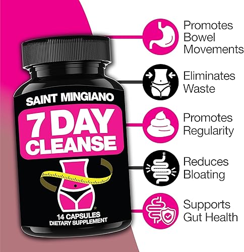 Miniatura 5 de Saint Mingiano Programa de limpieza de 7 días  Desintoxicación de colon con laxante natural para estreñimiento e hinchazón  Suplementos de hoja de