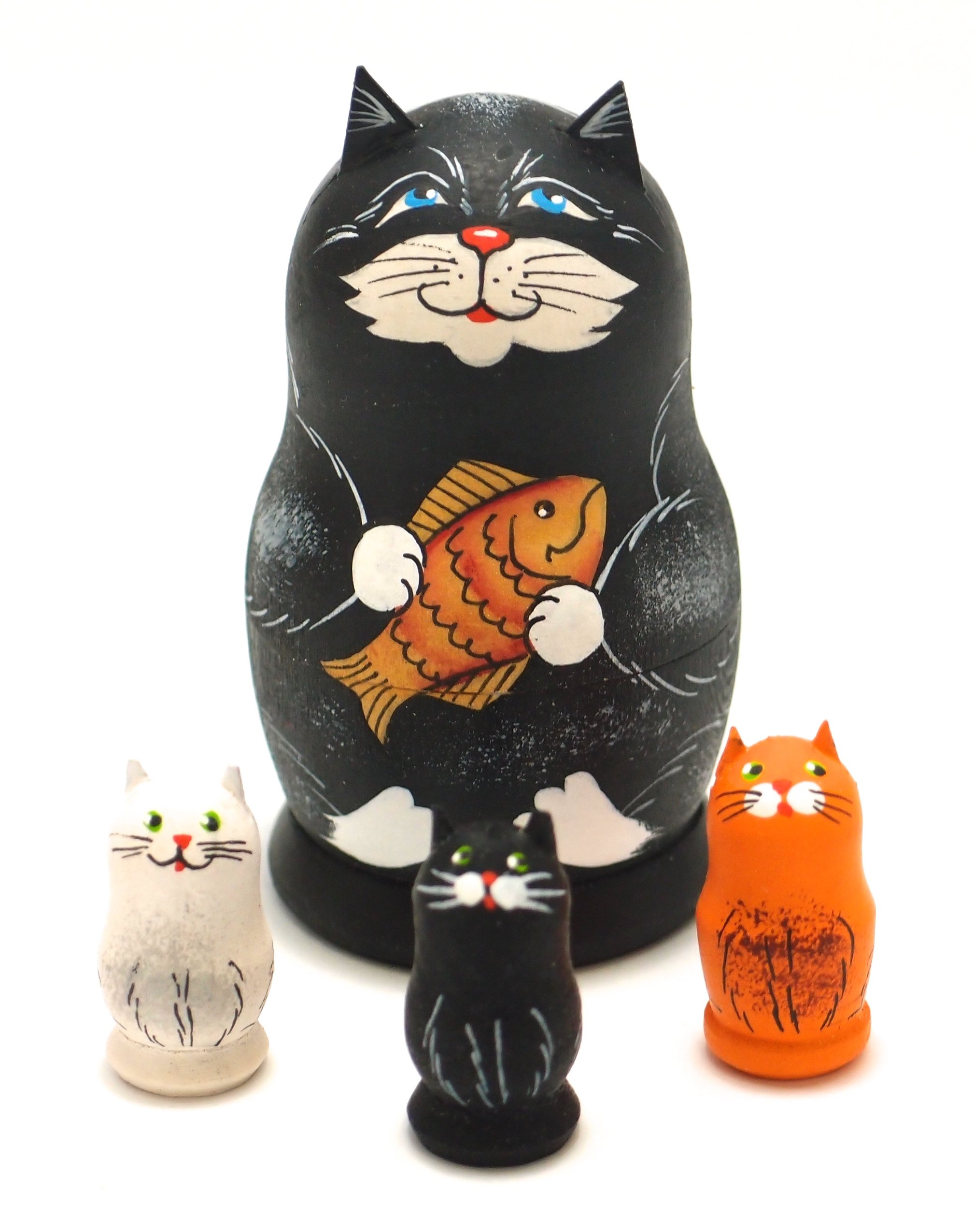 Amazon | マトリョーシカ 数遊び 1個+3匹 「黒猫（たい焼き