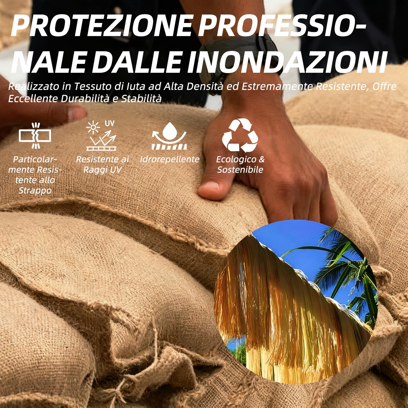 Sacchi di iuta (30 x 60 cm), 20 pezzi, vuoti, ideali per la protezione delle inondazioni, sacchetti stabili