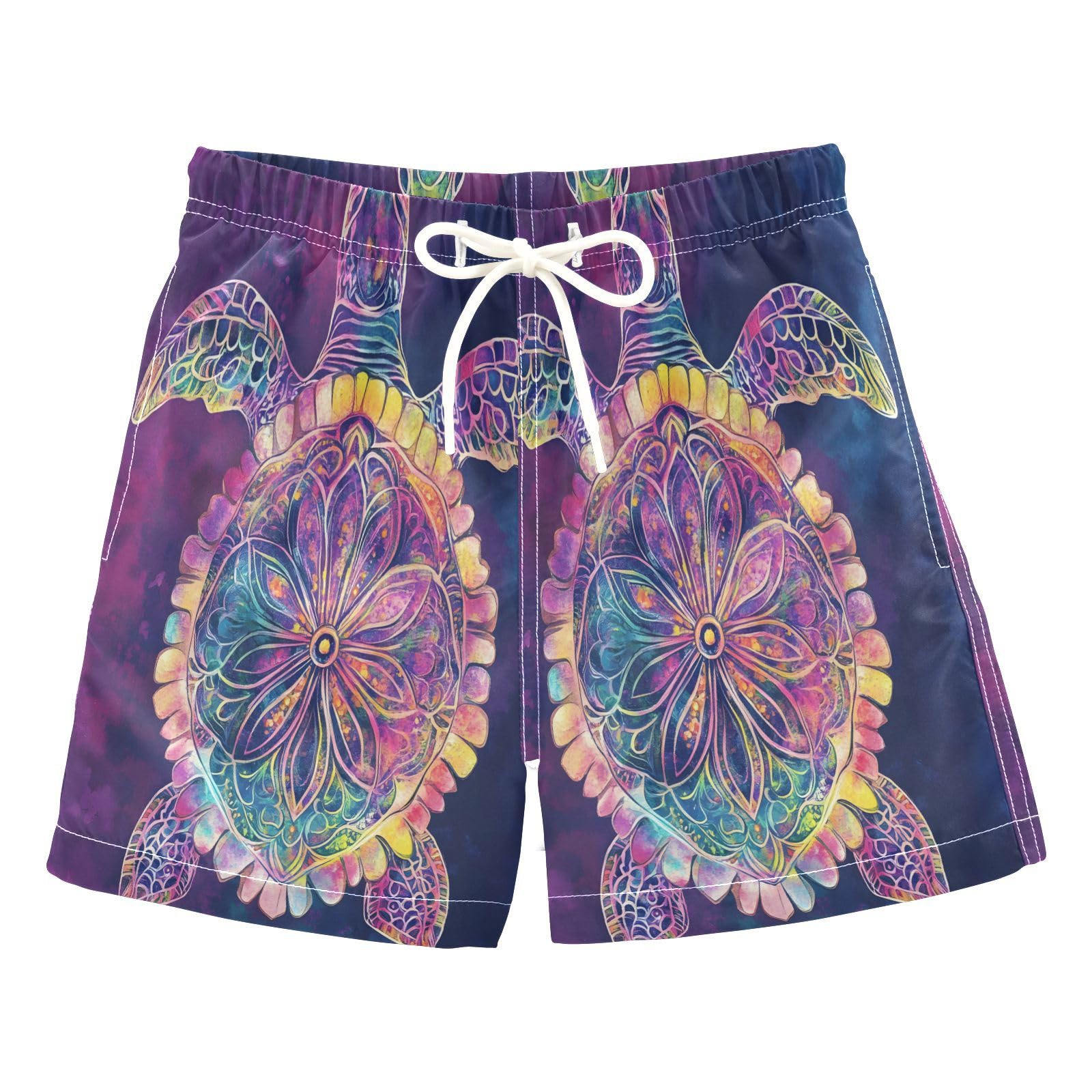 Boys Swim Trunks Toddler Swim Shorts Little Boys Swimwear Turtle Colorful Mandala Bathing Suit Swimsuit