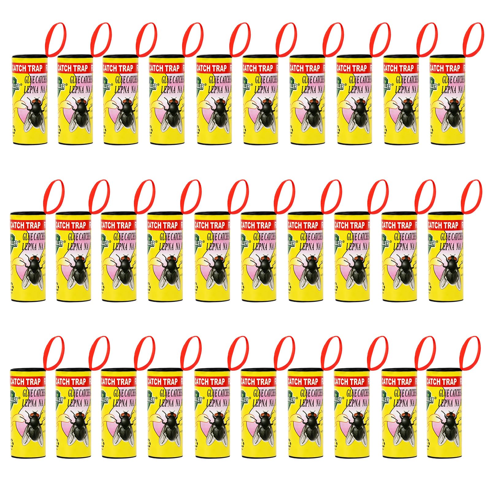 Set di 30 rotoli di cattura mosche, nastro anti-mosca, adesivo premium per cattura mosche, mosche adesive senza pesticidi, soluzione efficace contro mosche, zanzare