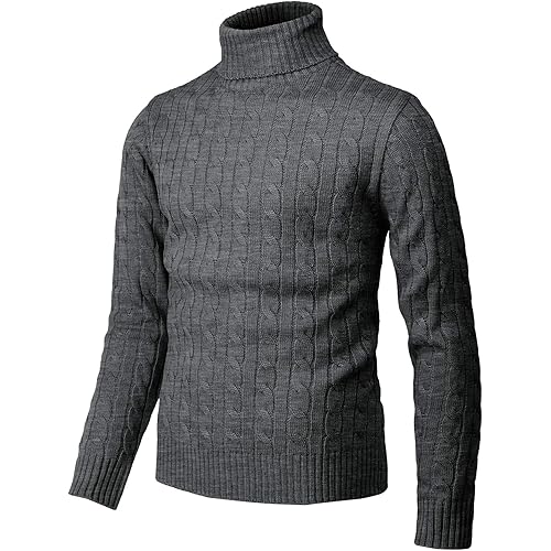 H2H Mens Slim Fit Turtleneck Pullover Sweaters Basic Tops Knitted Thermal