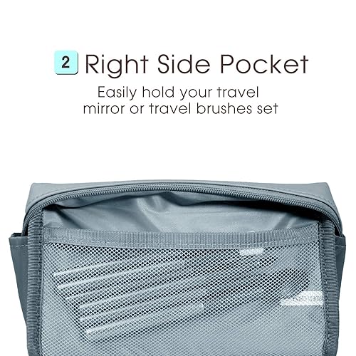 Miniatura 5 de Bolso pequeño de maquillaje para viaje cosmetiquera para mujeres y niñas hecha de piel vegana Azul grisáceo NW5038