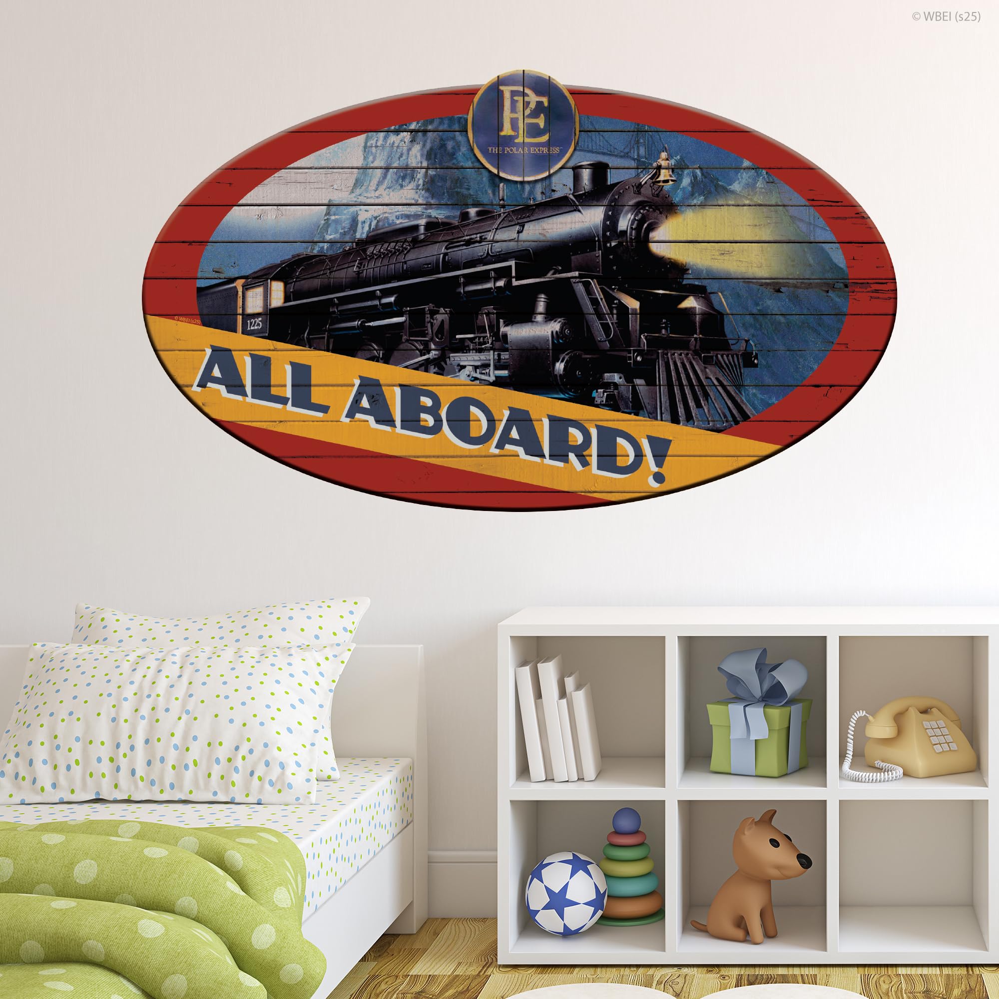 Themed Multicolour The Polar Express Wall Sticker - All Aboard Decal Christmas Wall Art (60Cm Width X 35Cm Height)