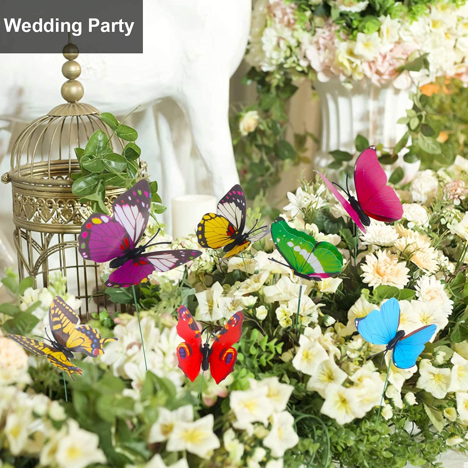 150 Pali Decorazione Farfalla Impermeabile 3D Giardino Farfalla Ornamenti per Interni/Esterni Natale Yard Decor