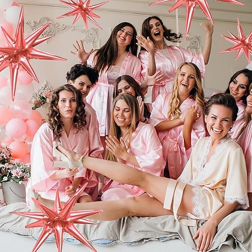 Miniatura 3 de 8 globos de estrella, enormes globos de aluminio de estrella de explosión de oro rosa para cumpleaños, baby shower, despedida de soltera, boda,