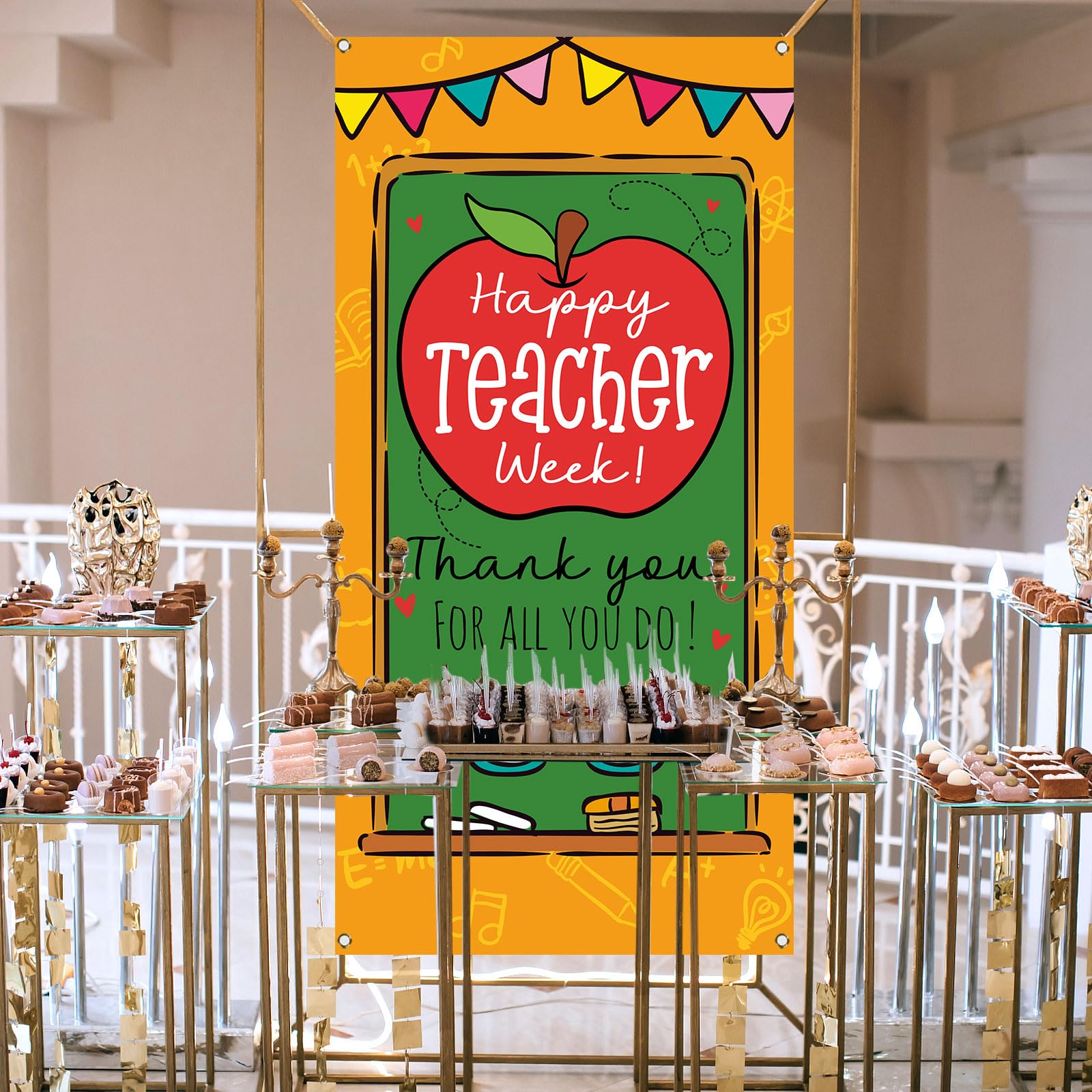 Sunwer Couverture de porte Happy Teacher Week May Thank You Teachers Décoration école salle de classe