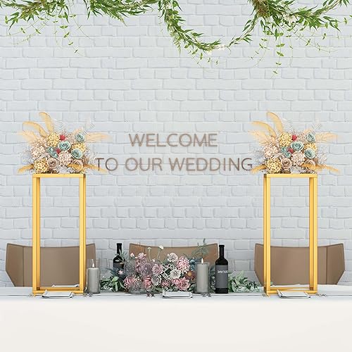 Miniatura 4 de 2 jarrones dorados de 15.75 pulgadas para centros de mesa dorados para centro de mesa, decoración de mesa, boda, dorado, floral, soporte, fiesta,