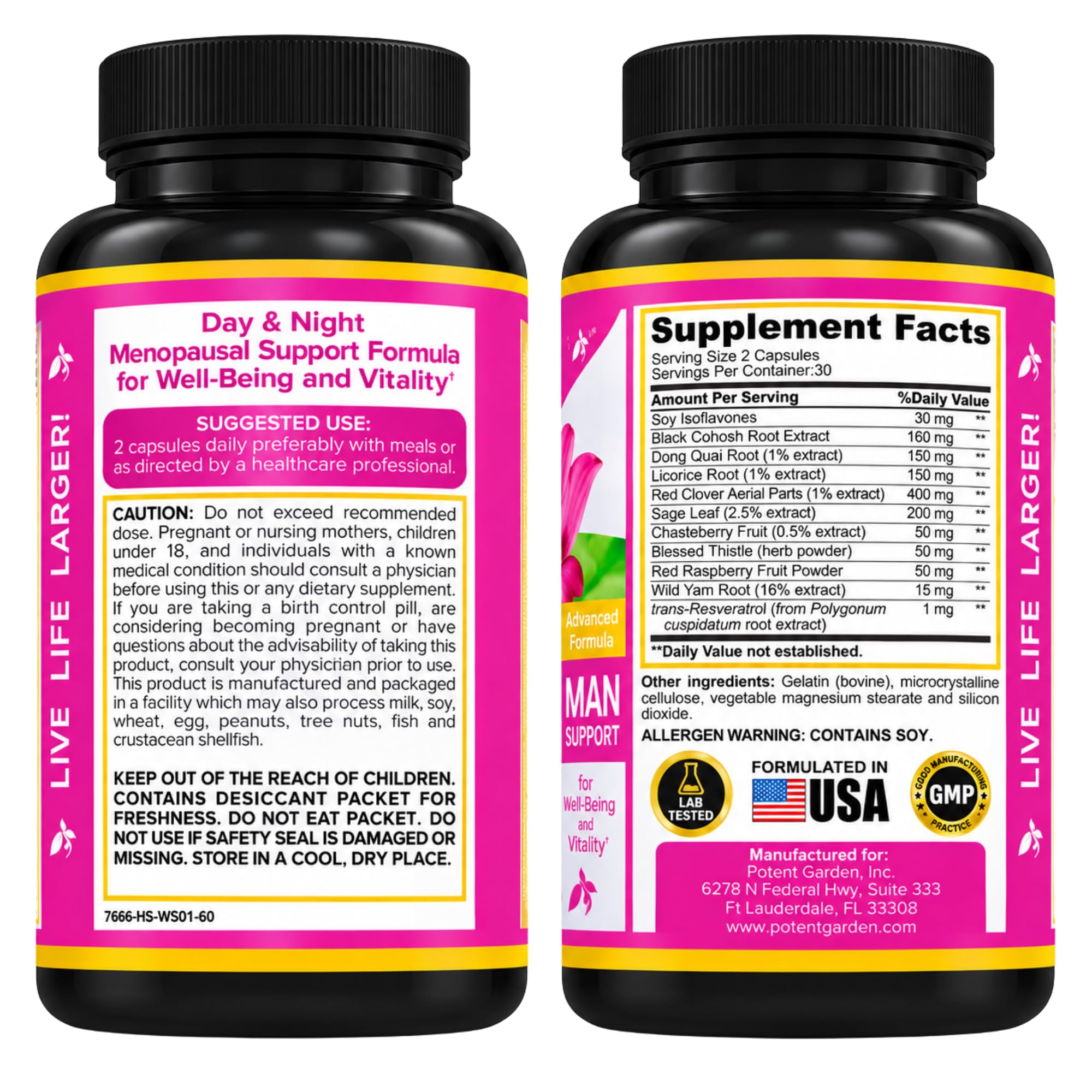 Potent Garden Menopause Support for Women with Black Cohosh, Soy Isoflavones, Red Clover & Dong Quai | Hot Flash & Night Sweat Support | 60 Capsules, 30 Day Supply — Amazon image 5