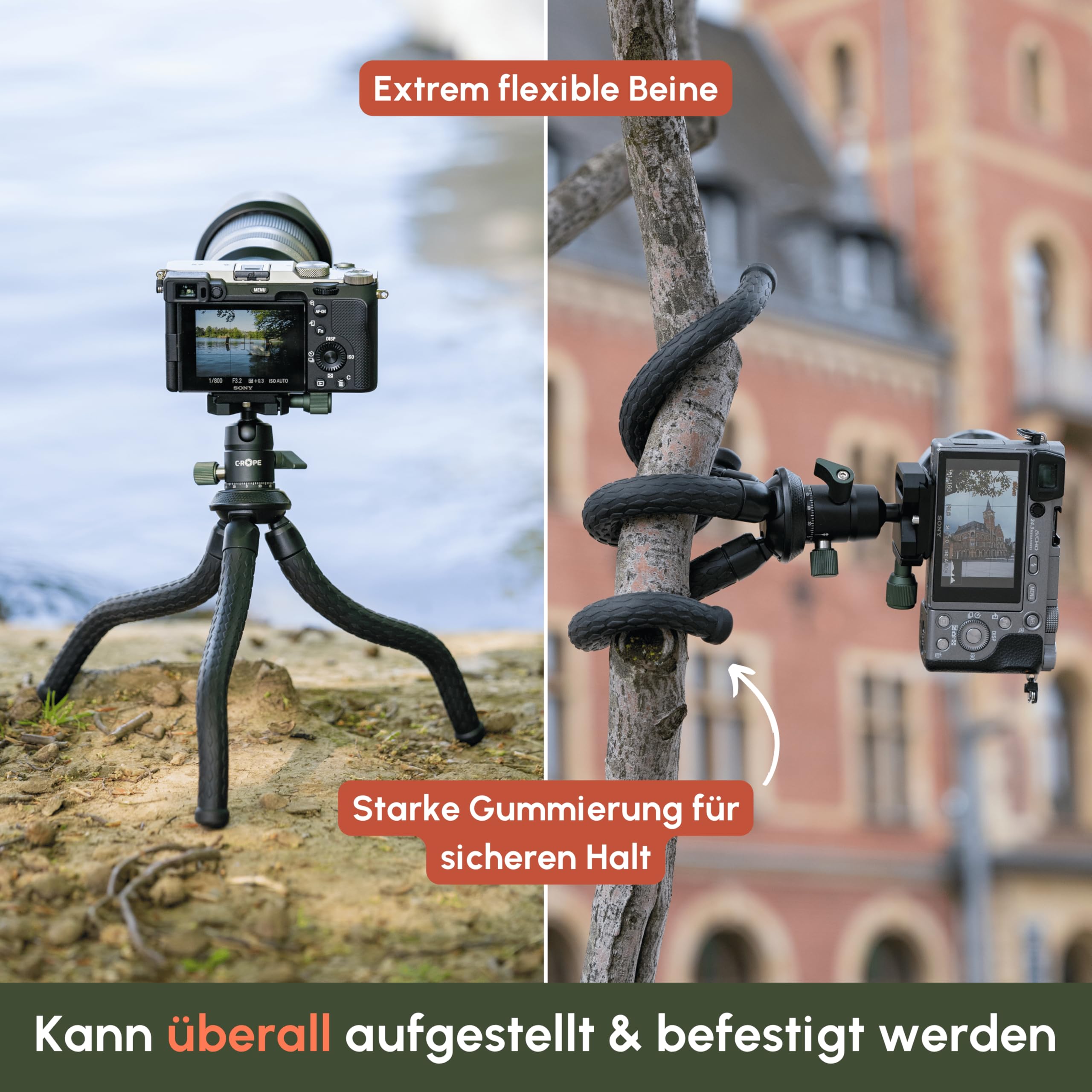 C-Rope Flexibles Kamerastativ CREATORPOD mit 360 Grad Kugelkopf, Traglast bis 2kg, Arca Swiss, Kamera Stativ