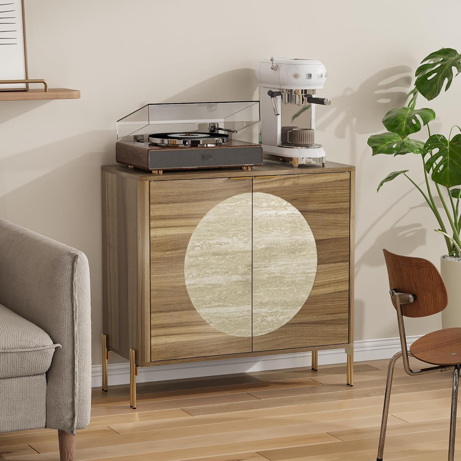 Modern Sideboard Cabinet with 2 Doors and Adjustable Shelves, Sideboard Buffet Cabinet with Storage, Storage Console for Kitchen, Coffee Bar, Entryway