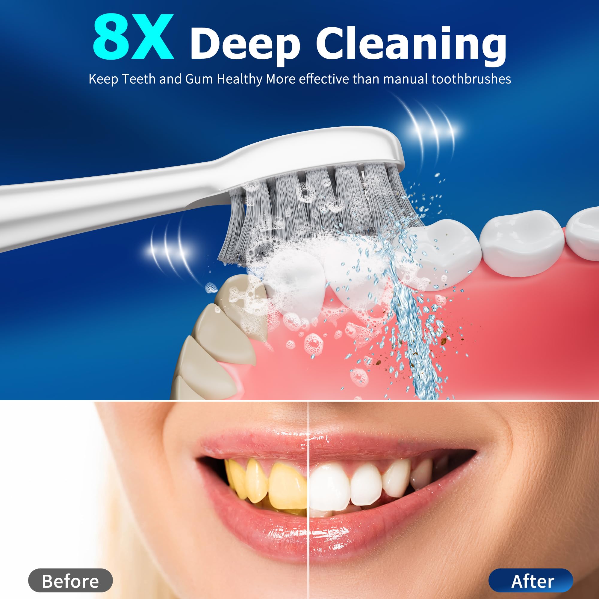 Water Flosser - Spazzolino da denti elettrico elettrico Advanced 2.0 Sonic e irrigatore orale, serbatoio da 500 ml, 3 testine e 1 punta a getto per la cura quotidiana delle gengive e la pulizia dei