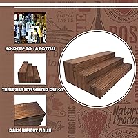 Vista 2 de Soporte para botellas de licor, estante de exhibición de botellas de licor de 3 niveles de 24 pulgadas, capacidad para 18 botellas, madera real,