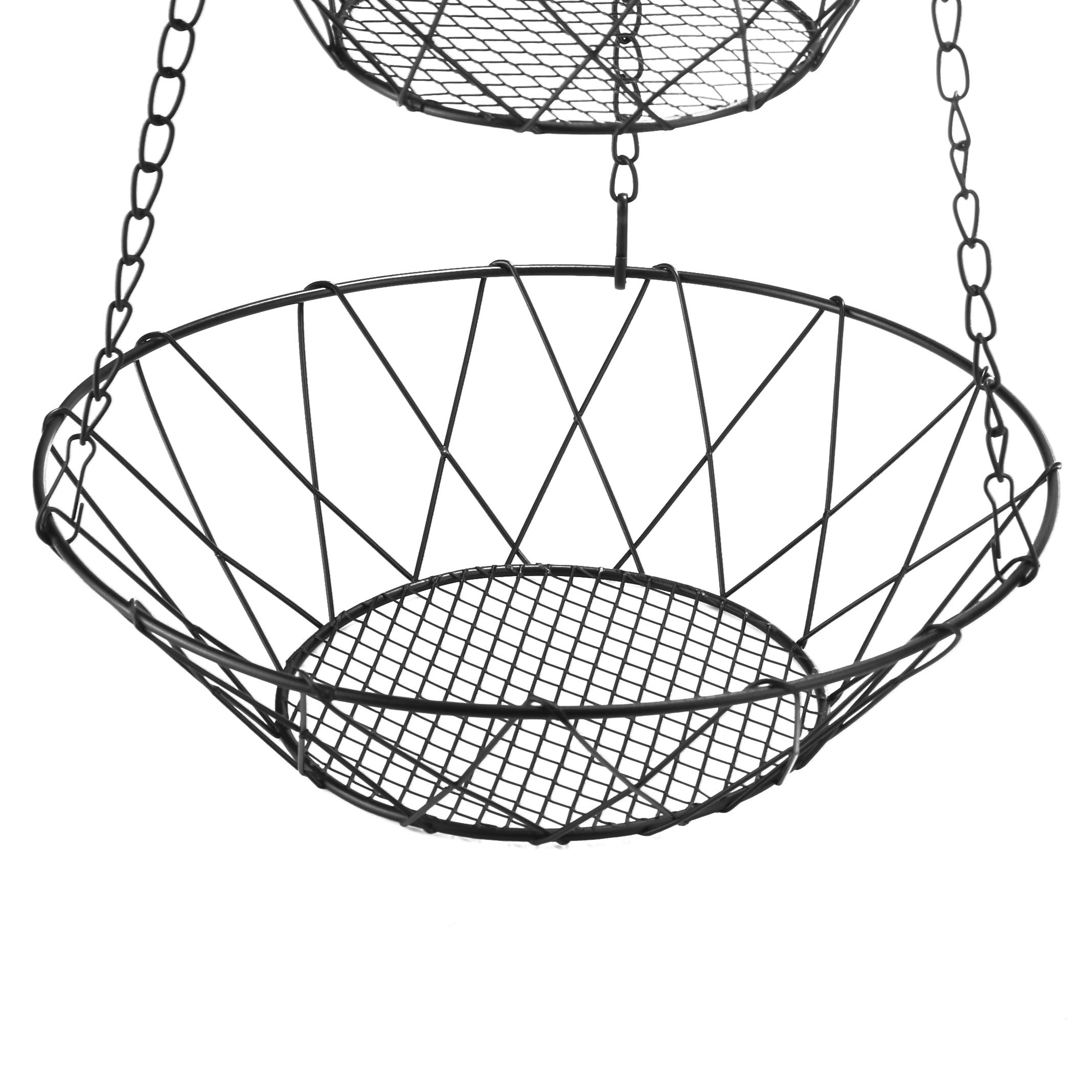 BS Corbeille à Fruits Suspendue 3 Paniers Avec Crochets - Étagère à Pain Et Décoration Cuisine Noir BS Corbeille à Fruits Suspendue 3 Paniers Avec Crochets - Étagère à Pain Et Décoration Cuisine Noir