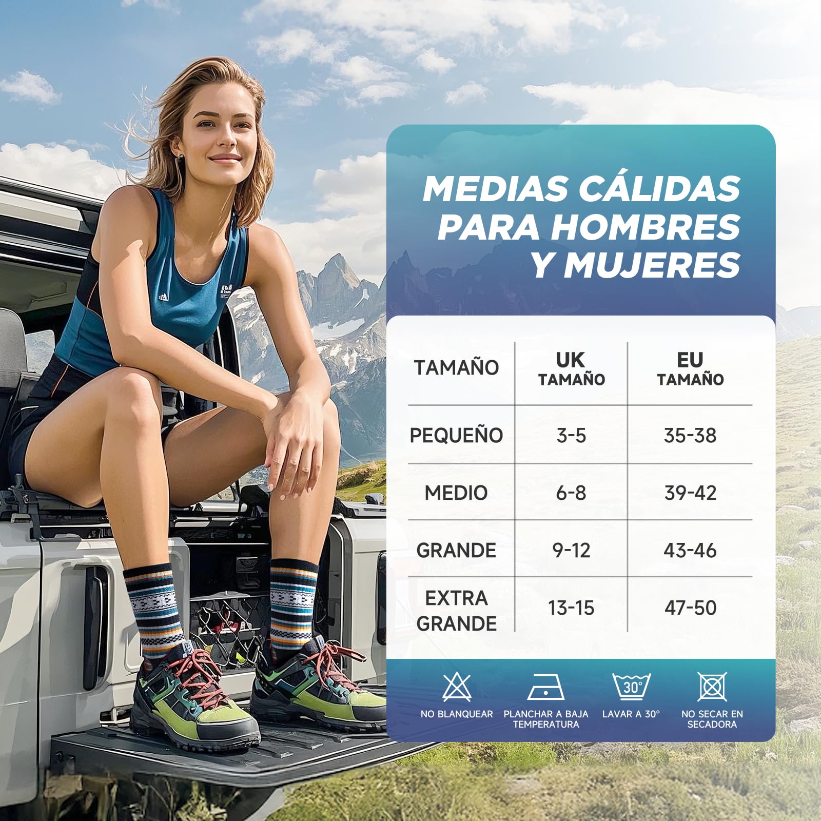 Calcetines Térmicos de Lana Merino para Hombre Invierno Trekking