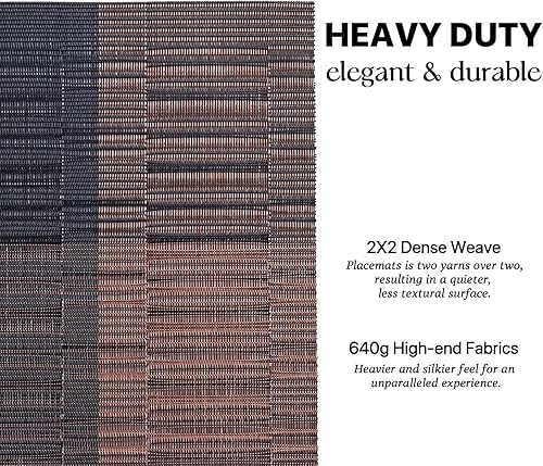 Miniatura 149 de LEXMORE Juego de 6 manteles individuales tejidos de vinilo/plástico para mesa de cocina, interior/exterior, lavables, manteles individuales lavables