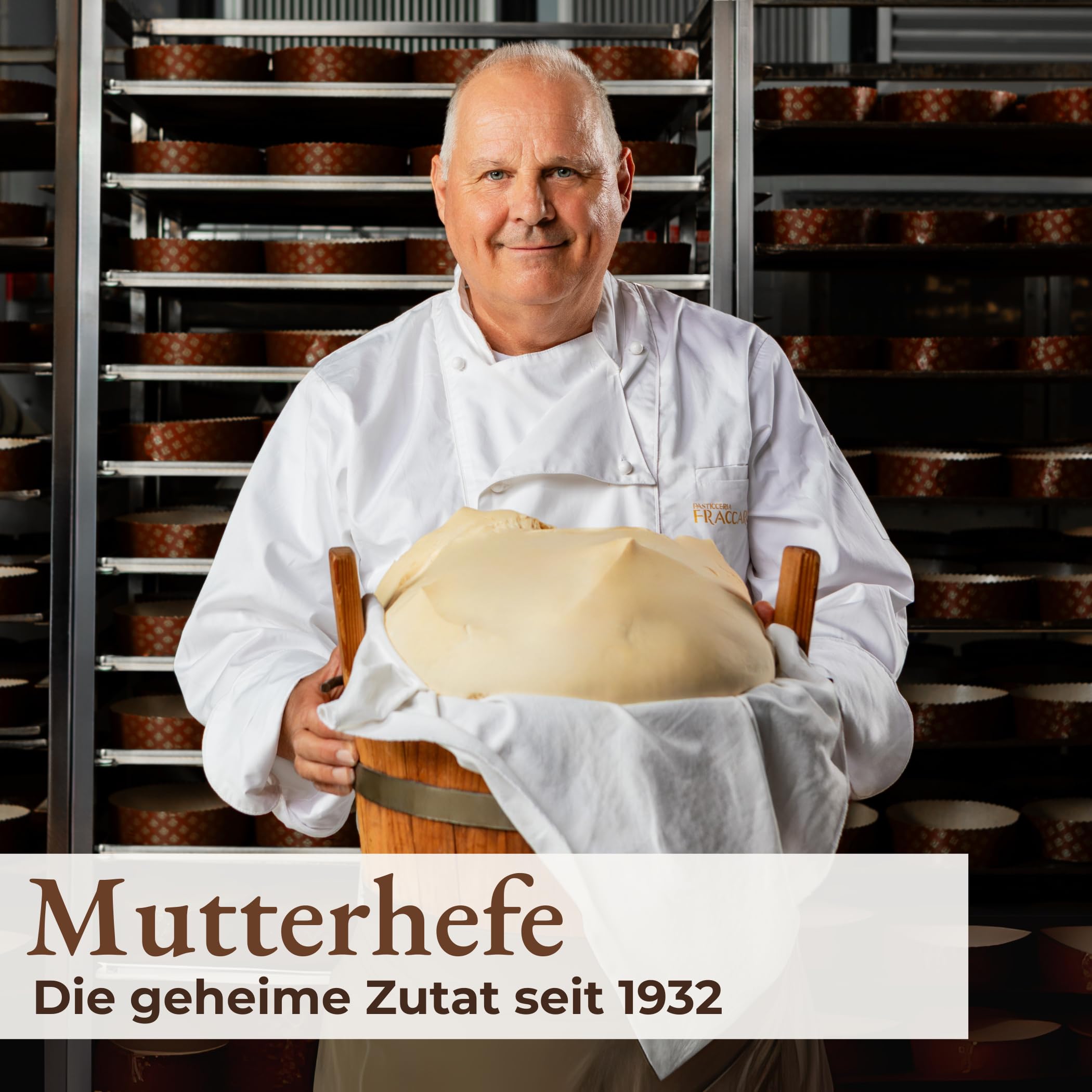 Artisan Colomba gefüllt mit Gianduia-Creme, 750 gr - Pasticceria Fraccaro 1932, Osterkuchen mit Gianduia-Creme und Schokoladenglasur, ohne kandierte Früchte, natürlich gesäuert, Verpackungslinie