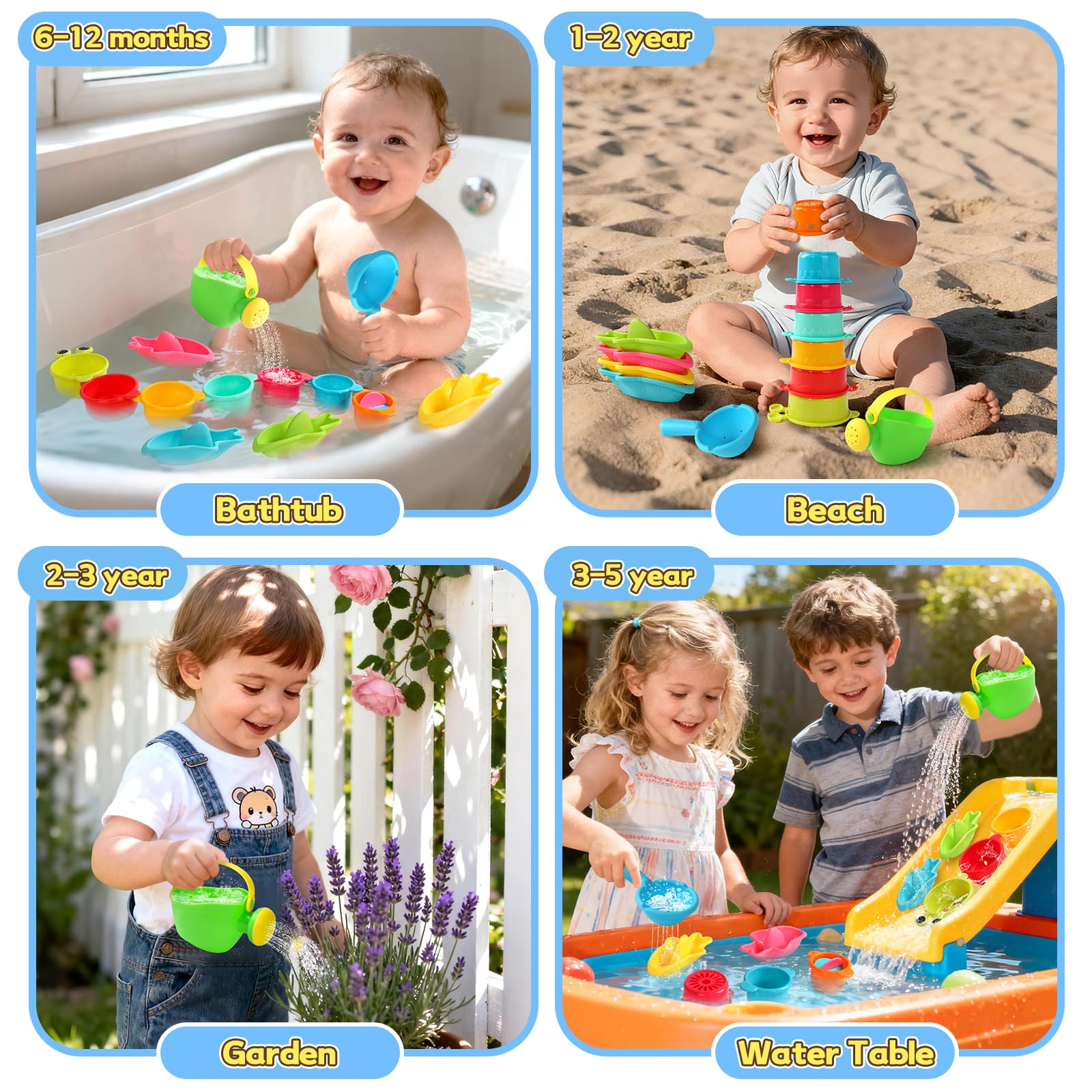 Giochi Bagnetto Neonato 1 2 Anni Antimuffa, Set di 13 Pezzi Giochi Vasca da Bagno Bambini, Giochi da Bagno per Bambini,Giochi per Bagnetto, Giocattolo per Piscina e Spiaggia, Regalo Bambino Bambina