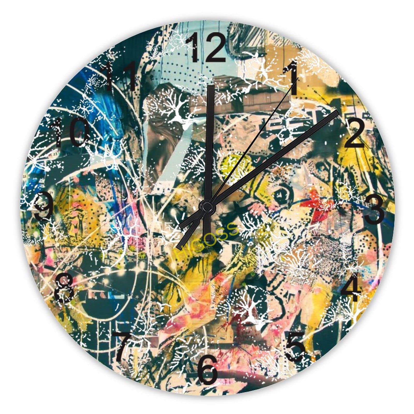 Horloge murale ronde en bois de 38cm style rustique pour salon et bureau