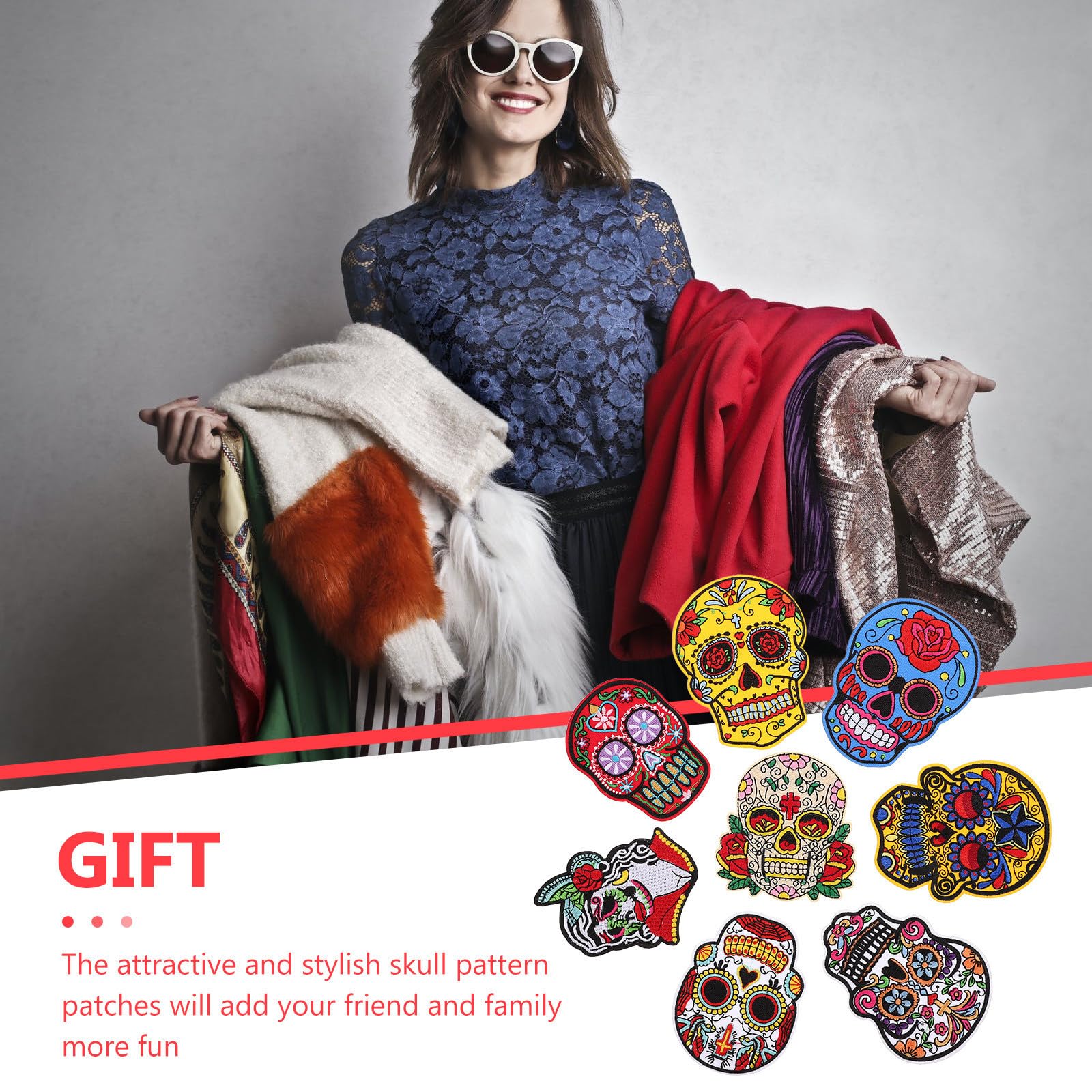 Uonlytech 32 Piezas Parches Bordados de Calavera para Ropa y Bolsas, Poliéster, Reparan Agujeros y Cubren Manchas, Ideales para Decoración de Halloween y Accesorios DIY Varios estilos
