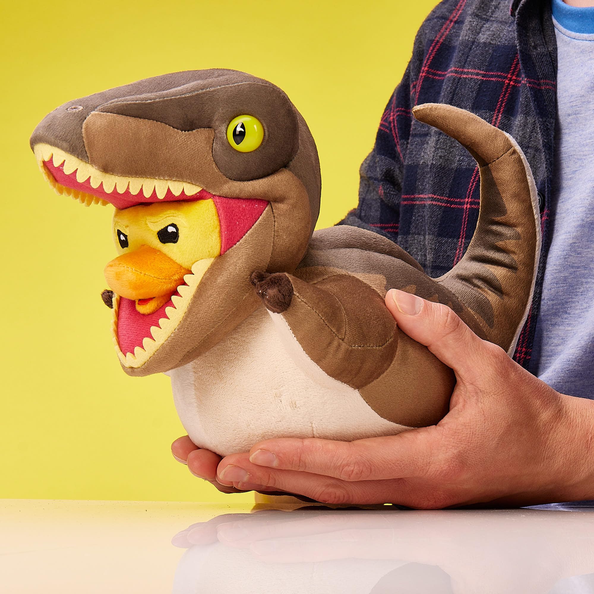 TUBBZ Plush: Jurassic World Rebirth - Velociraptor Cosplaying Rubber Duck Soft Plush Collectible Toy, Velociraptor (Plush), 9 Inches - Image 2