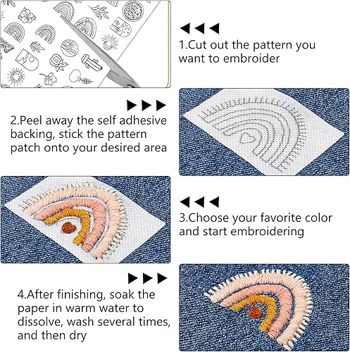 Miniatura 7 de 100 unidades de patrones de estabilizadores de bordado, solubles en agua, estabilizadores de costura a mano, diseño de puntada, papel de