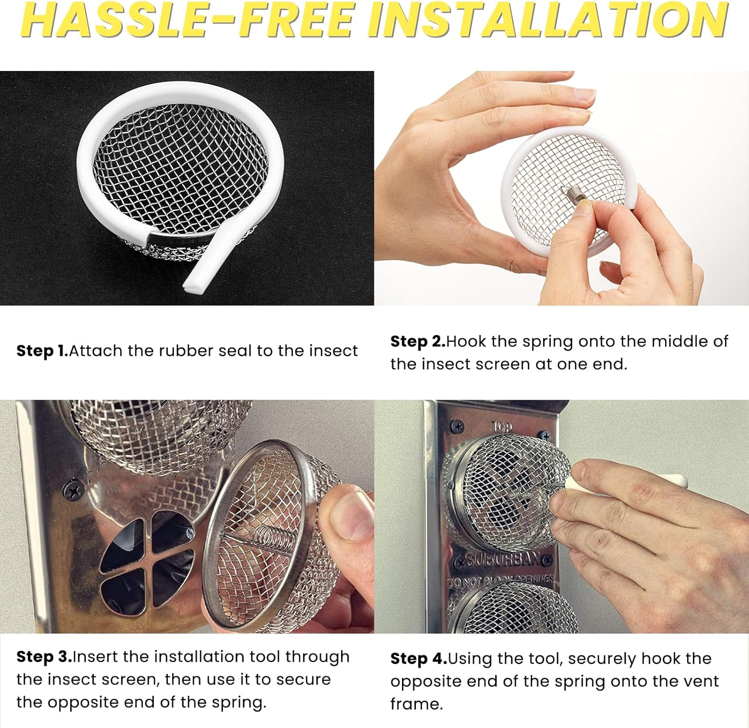 SheeChung 12 Pack RV Leveling Blocks, Interlocking RV Stackable Jack Pads with Carrying Bag & Magnetic Levelers and RV Furnace Vent Screen, Flying Insect Screen Water Heater Cover - 2.8 x 1.3 Inch