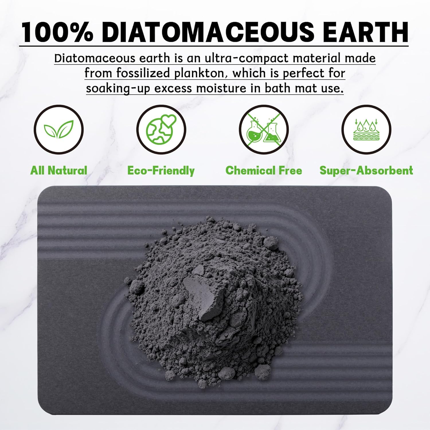 Stone Bath Mat,Diatomaceous Earth Shower Mat,Fast-Drying Stone Bathroom Floor Mat,Absorbent Non-Slip Diatomite Mats for Bathtub,Grey Wave Line - Image 3