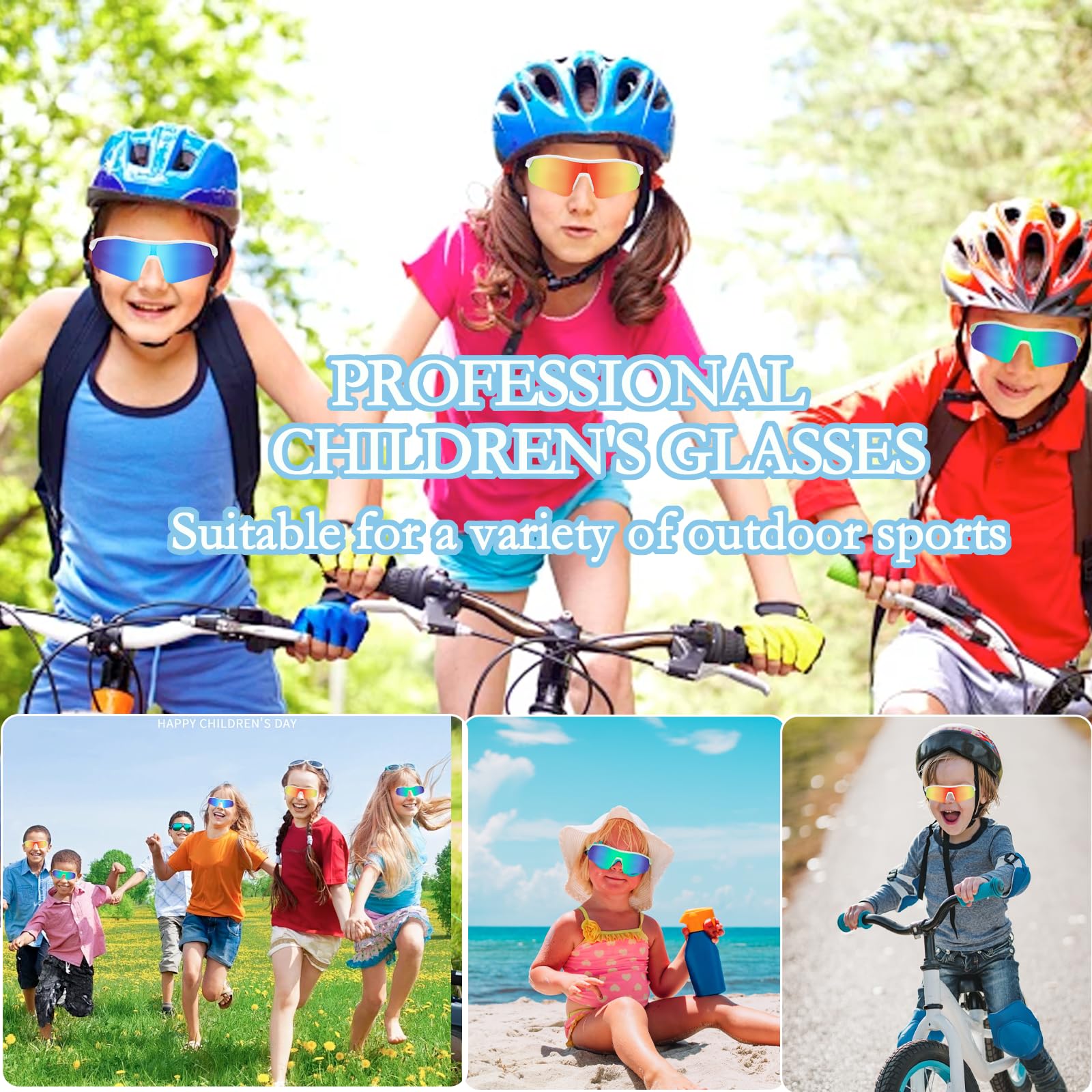 Okulary rowerowe dla dzieci ochrona UV400 dziecięce okulary przeciwsłoneczne z noskami, lekkie spolaryzowane sportowe okulary przeciwsłoneczne rama TR90, dziewczyna chłopiec od 5-16 lat
