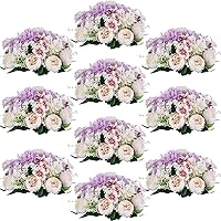 Vista 19 de Bolas de flores artificiales para centros de mesa: 2 piezas de rosas rojas para centros de mesa, arreglos florales, centro de mesa para bodas