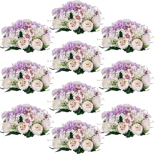 Miniatura 50 de Centros de mesa de bolas de flores para mesas: 10 piezas de flores blancas para centros de mesa, arreglos florales, centro de mesa para boda