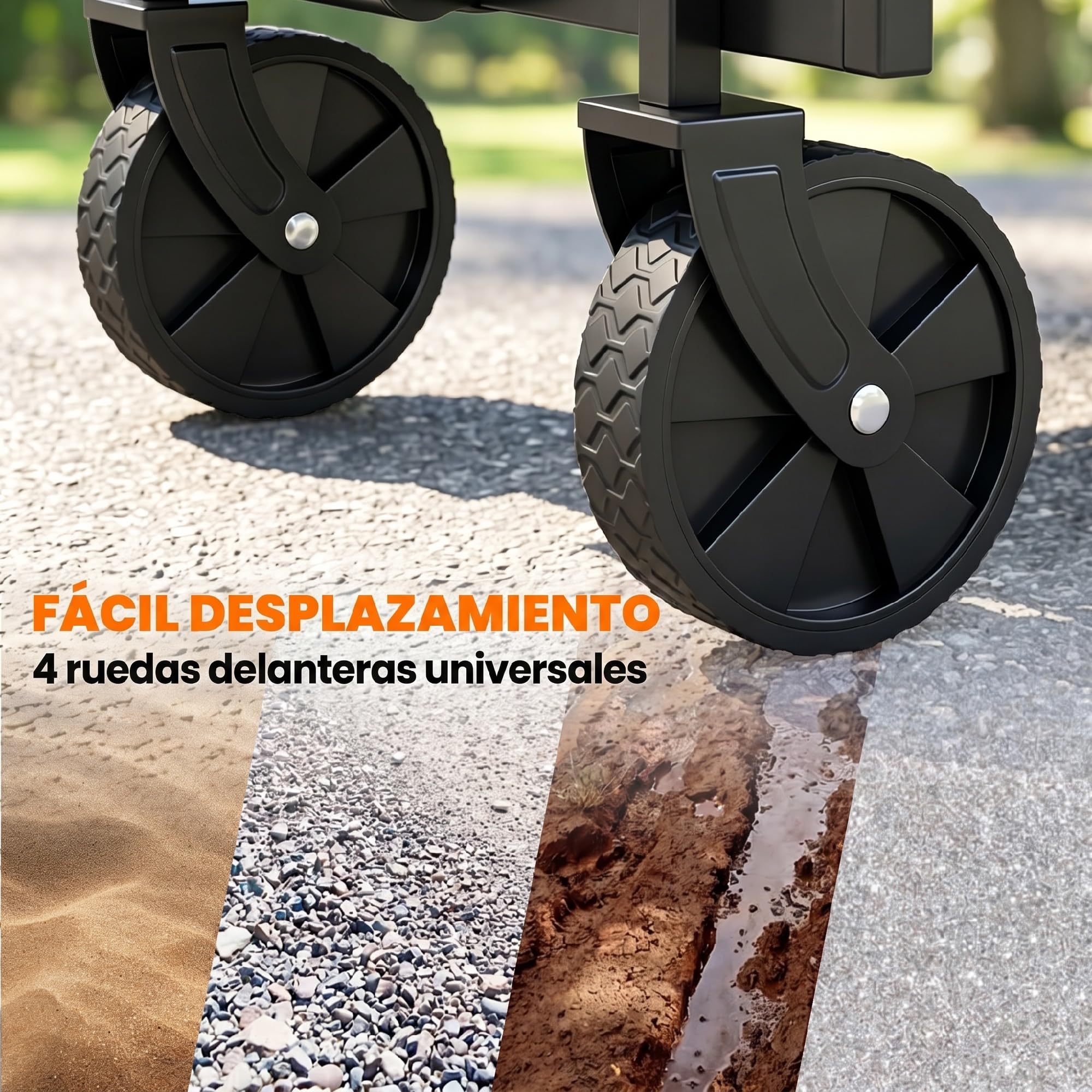 Outsunny Carro Playa con Ruedas Carro de Jardín Plegable con Mango Telescópico Ajustable Puerta Trasera Expandible Carga 90 kg Carrito Transporte para Todo Terreno Jardín Campaña Compra Verde