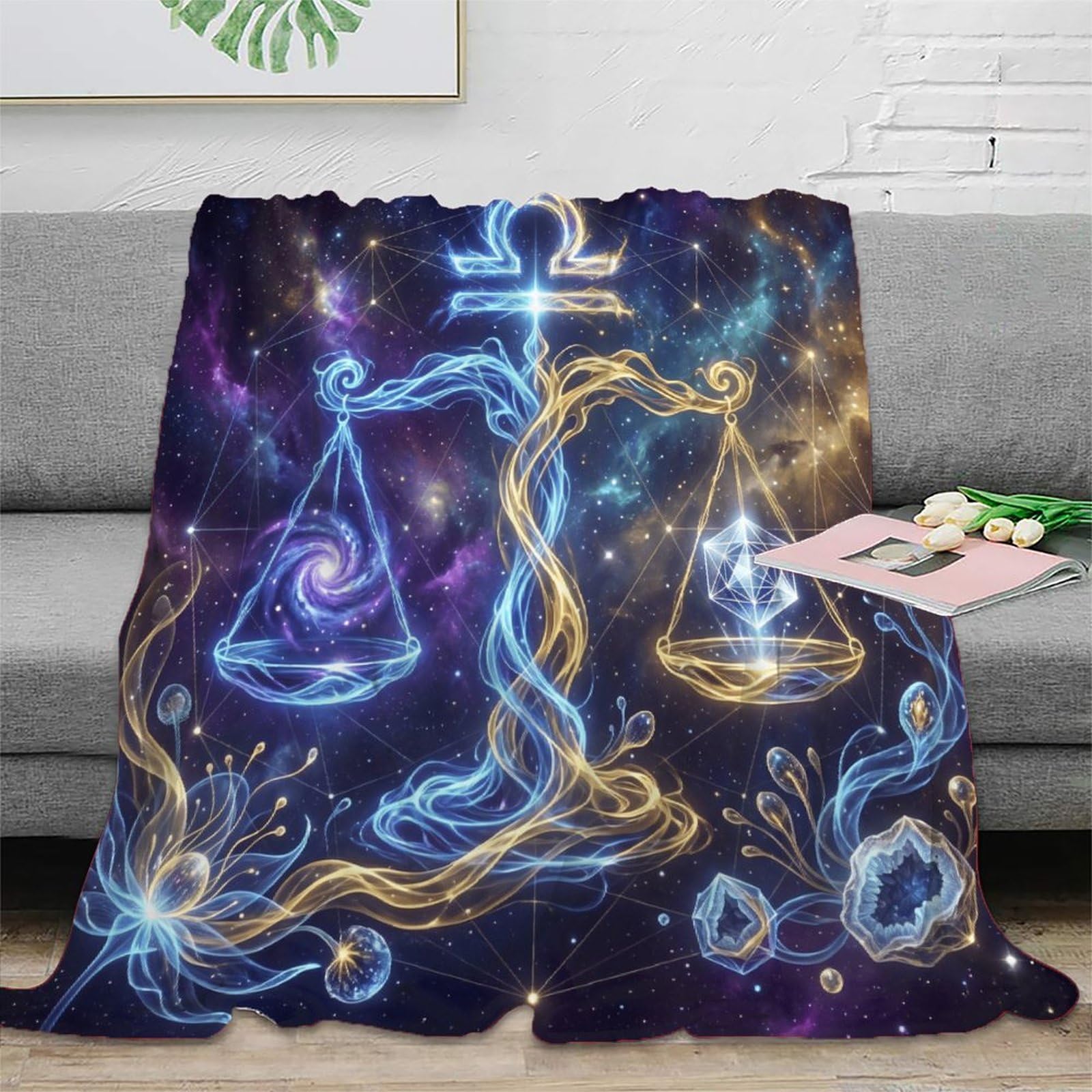 W7C8U2X3 Zodiac Libra Celestial for Soft Throw Blanket, Bedroom Sofa Couch