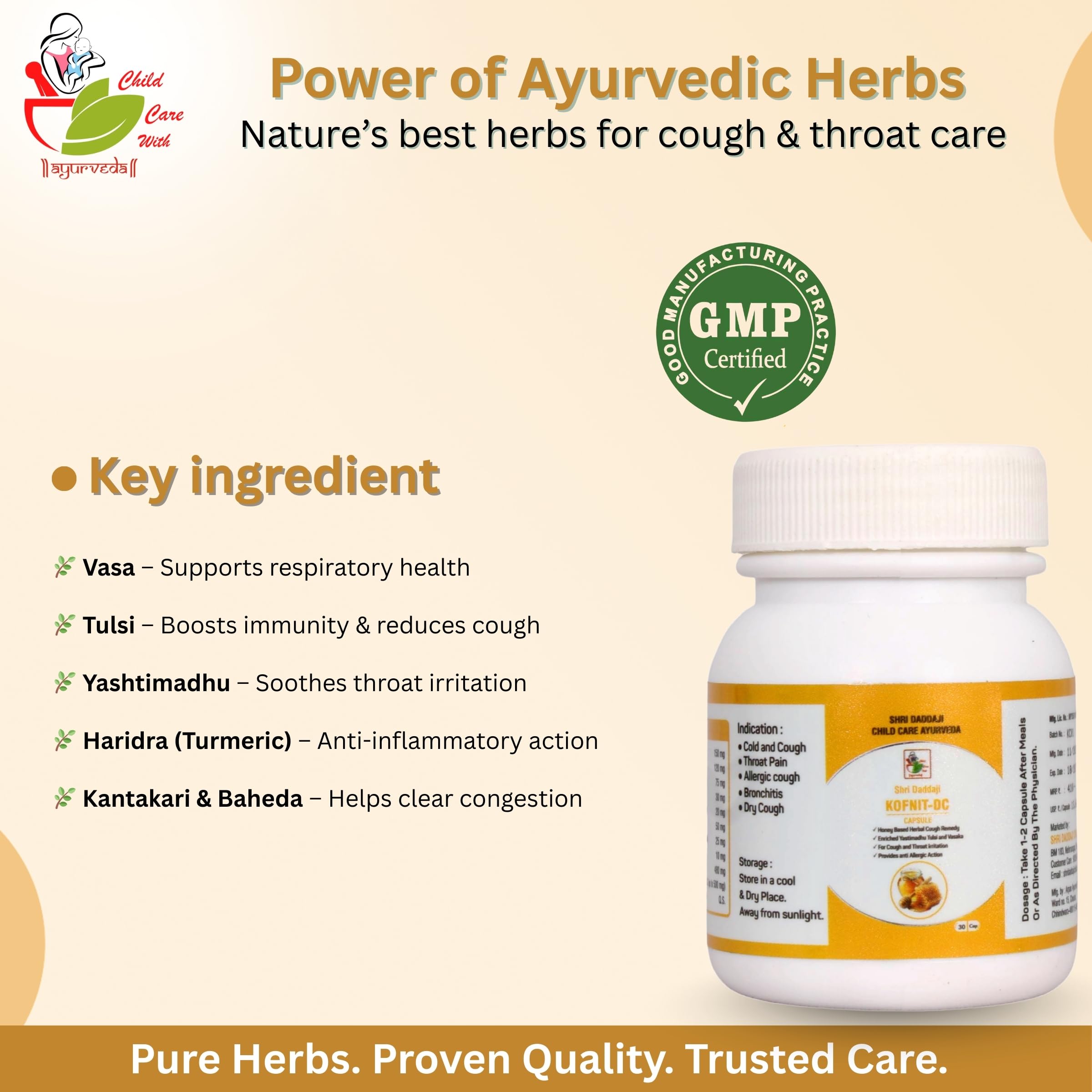 Shri Daddaji KOFNIT-DC Capsule – Ayurvedic Herbal Remedy for Cold, Cough, Dry & Allergic Cough | Supports Bronchial & Throat Health | 30 Capsules — Amazon image 4