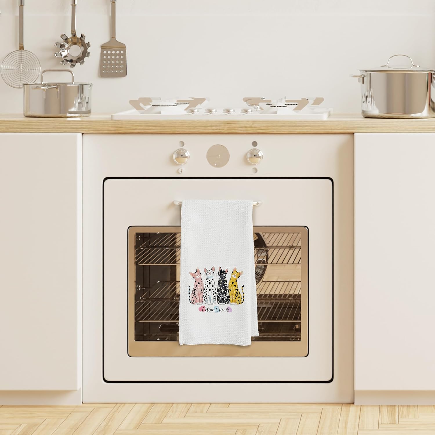 Cute Spot Cat Kitchen Towels, Gifts for Cat Lovers Dish Tea Towels, Cats Lady Mom Dad Owner Gifts, Feline Friends Decorative Hand Towel for Kitchen Bathroom, 16x24 Inch - Image 5