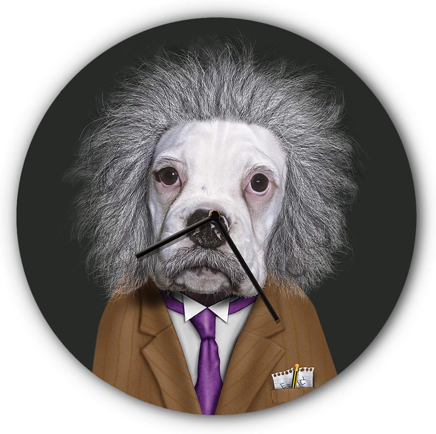 Empire Art Direct Empire Art Brain Tempered Glass Clock with Reverse Printed Pets Rock Wall Décor, 16" Diameter