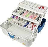 Plano Ready-Set-Fish 3-Tray Tackle Box with Tackle, Aqua Blue/Tan, One Size One Size Three-Tray