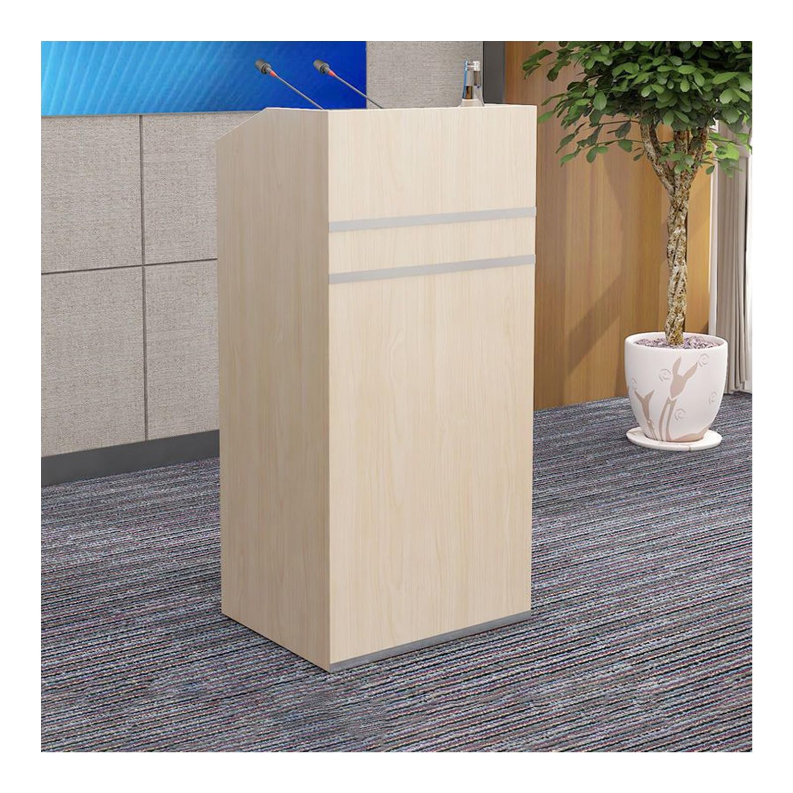 Atril de madera resistente para presentaciones fluidas en conferencias