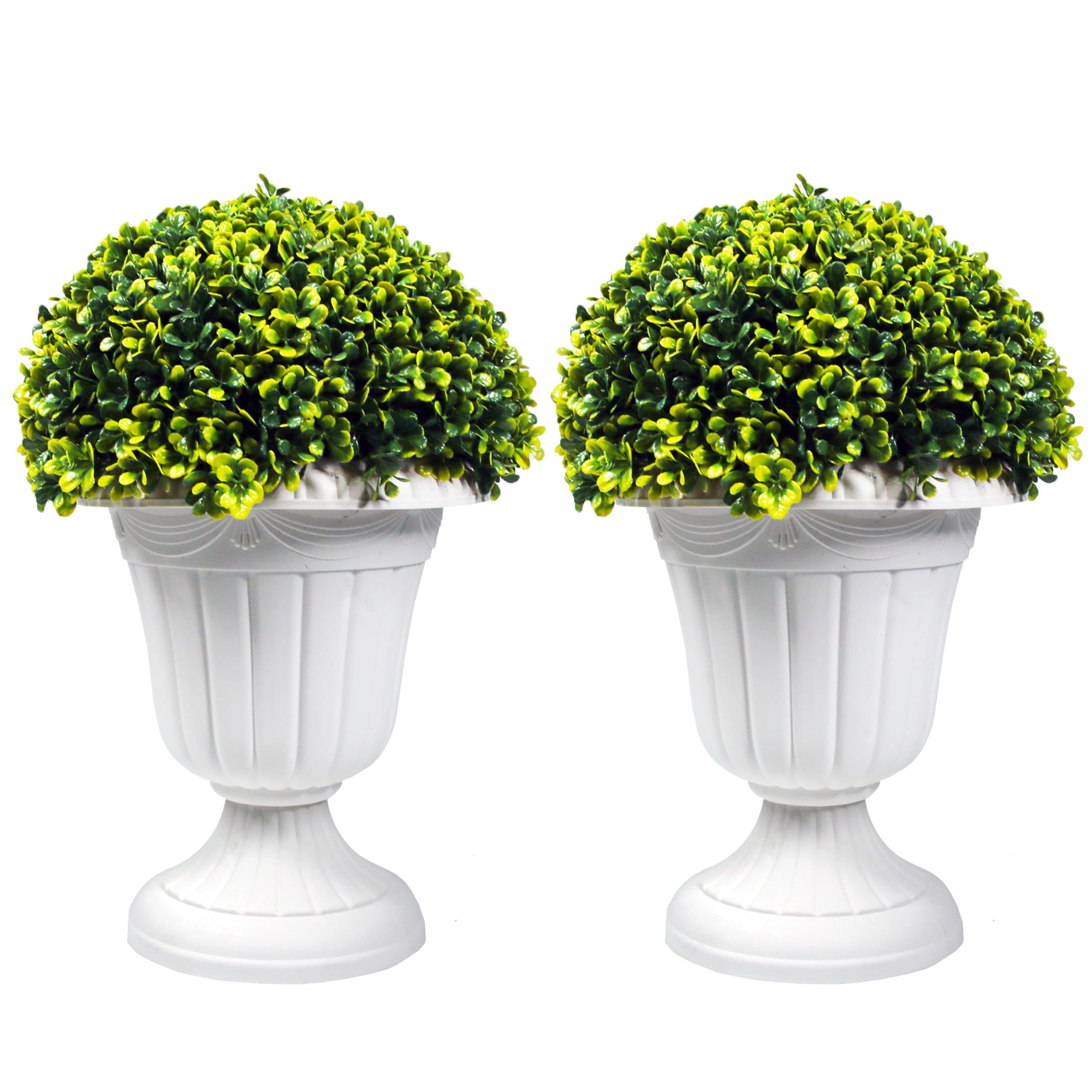 Sunnyglade 2 PCS 17" Artificial Plastic Boxwood Ball Tree, Faux Potted Decorative Topiary Plant, UV Resistant Fake Plant in Pot for Home Gate Indoor
