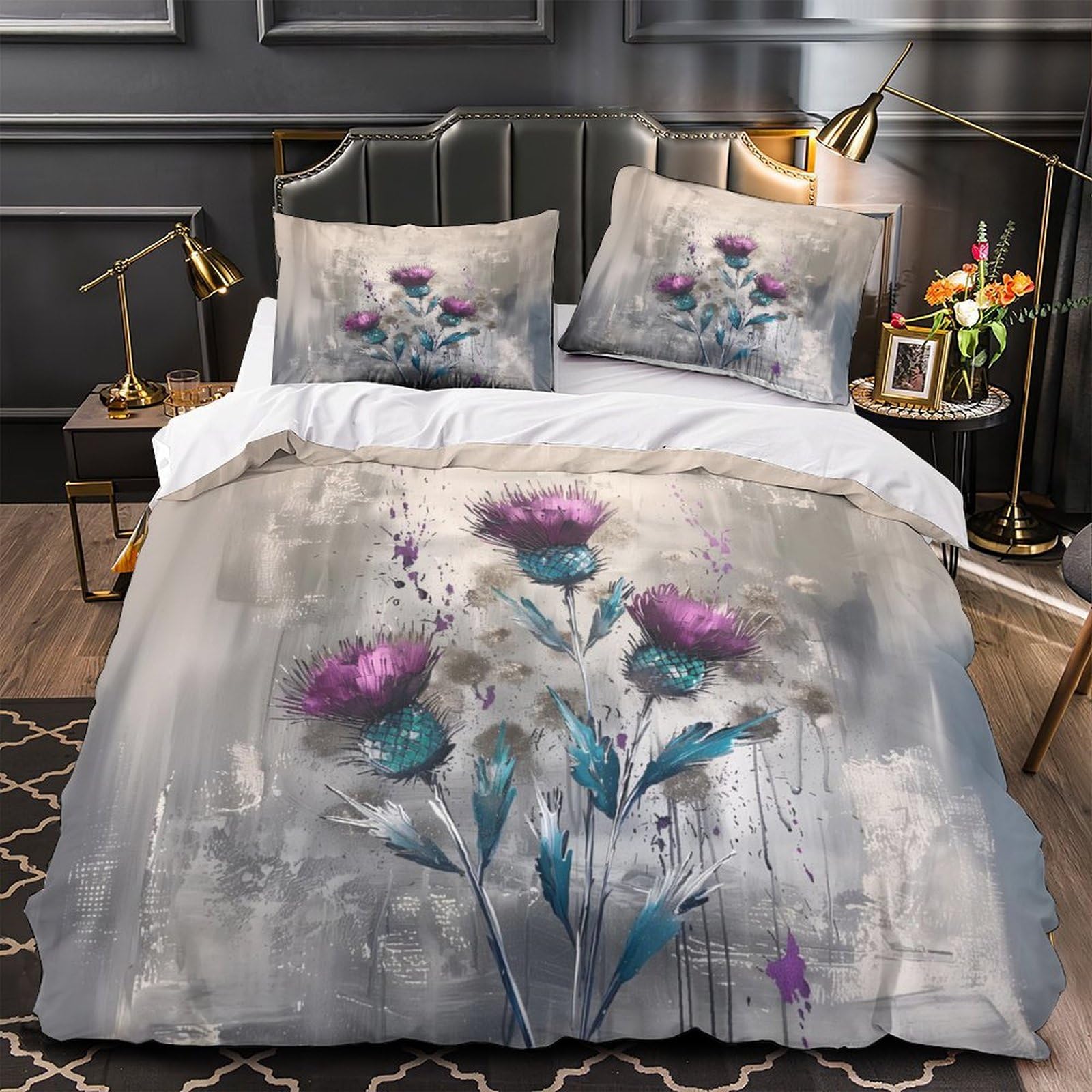 Housse de couette anti-acarien respirante pourpre pour sommeil sensible