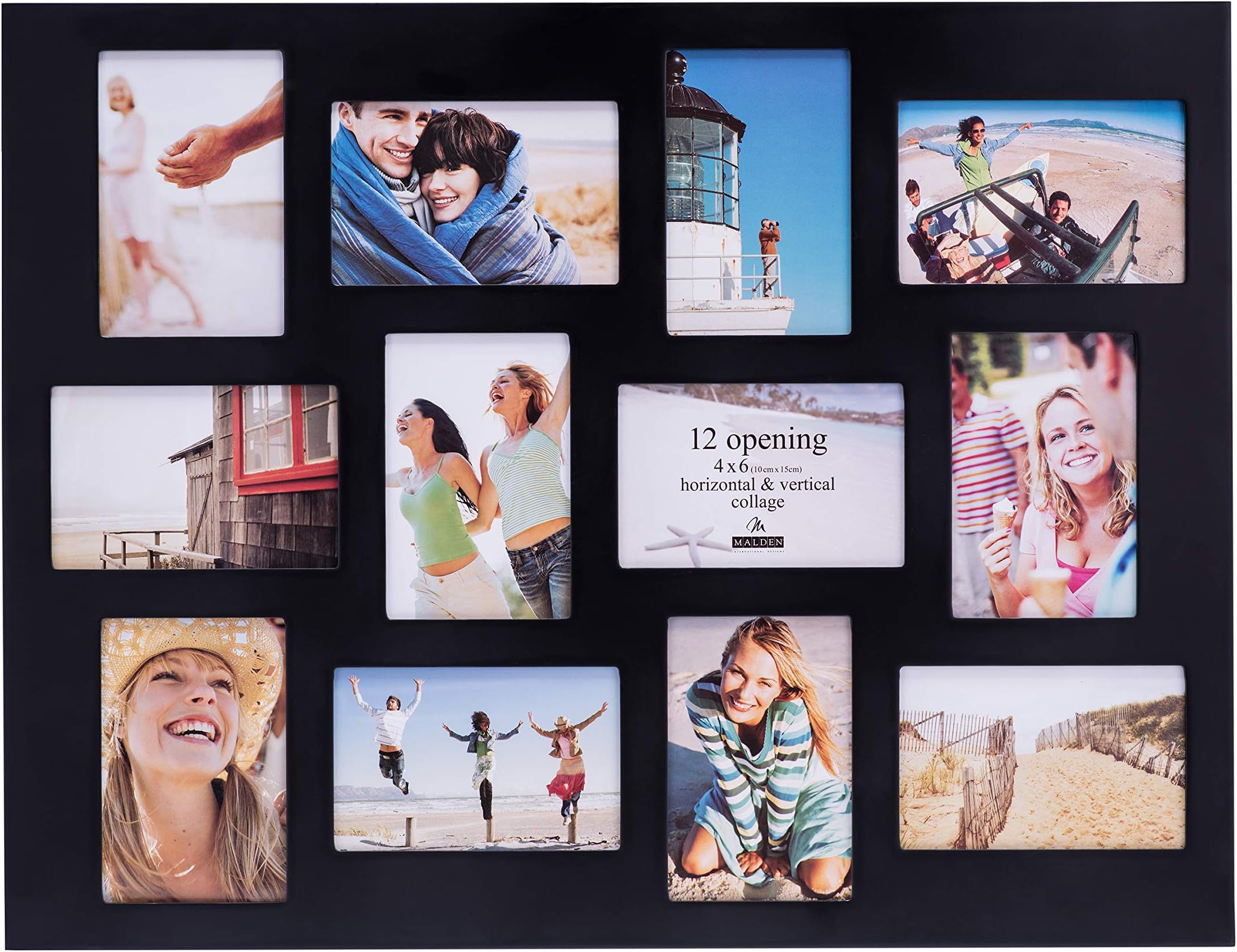 Malden International Designs Black 12 Opening Collage Photo Frame