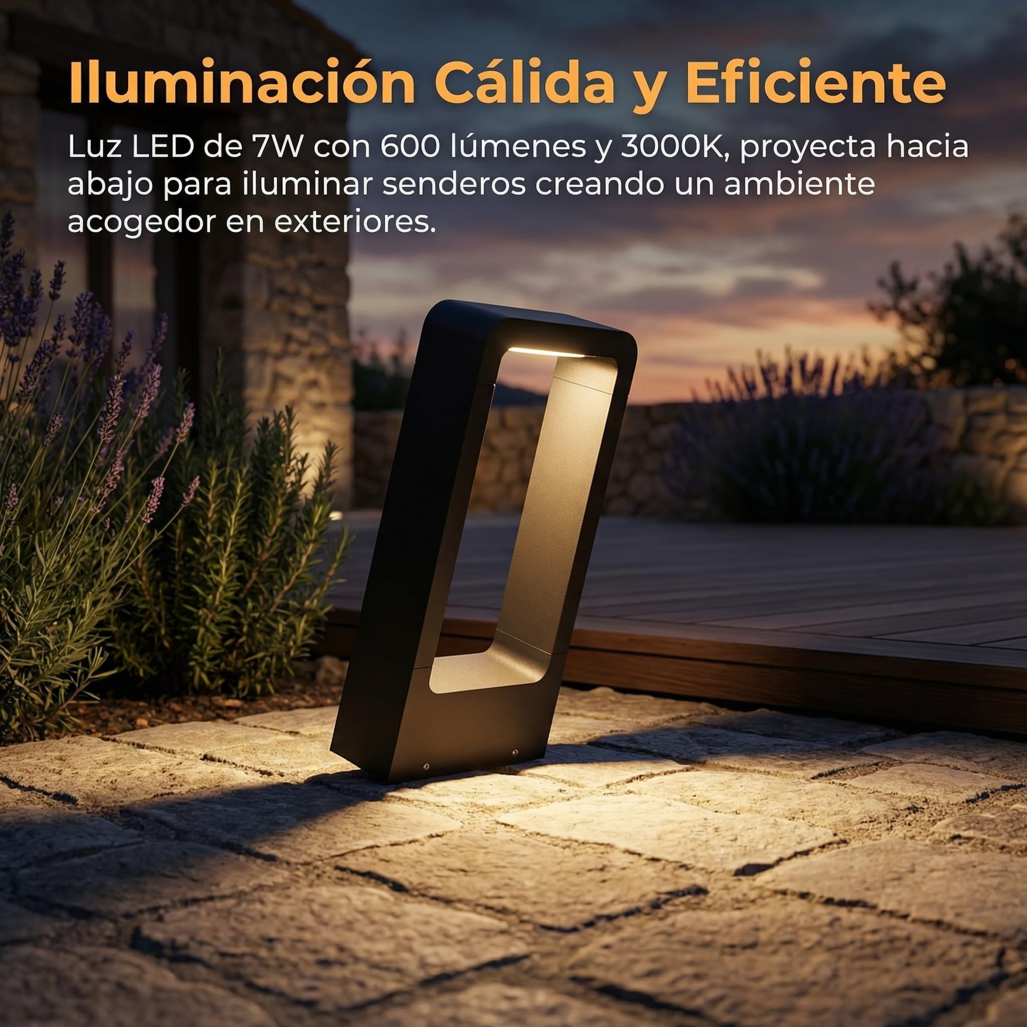 BARCELONA LED Bolardo LED Exterior 7W IP65 Negro Aluminio Luz Cálida 3000K Baliza Jardín Moderna Minimalista Iluminación Camino Patio Terraza Exterior Resistente Agua Diseño Industrial