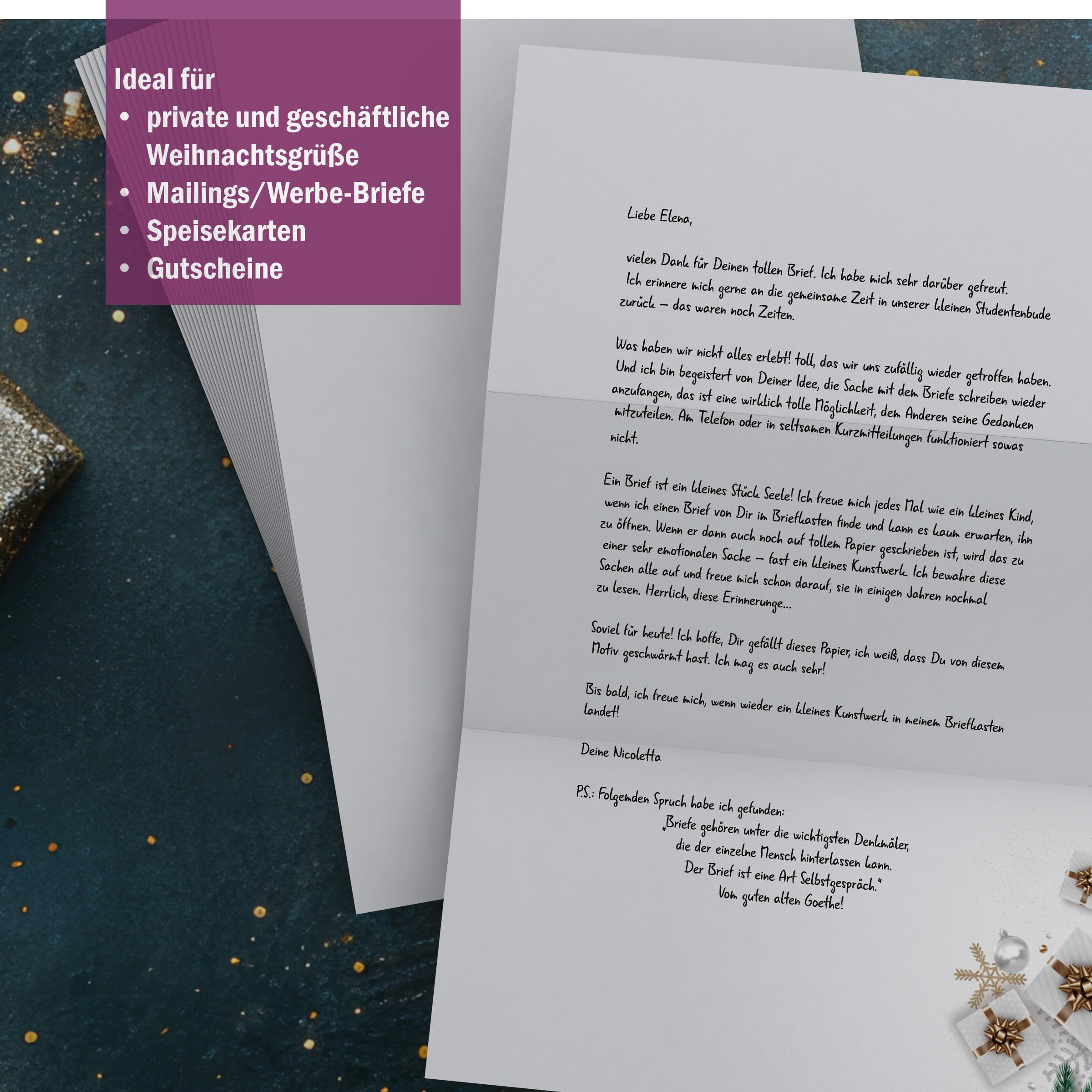 Weihnachtsbriefpapier | Edle Weihnachtsgeschenke | Briefpapier | Kuverts | Weihnachtspapier | edel | modern (100 Blatt + 100 Kuv.)